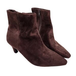 Universal Thread Brown Kitten Heel Side Zip Ankle Heeled Sock Boots Size 6